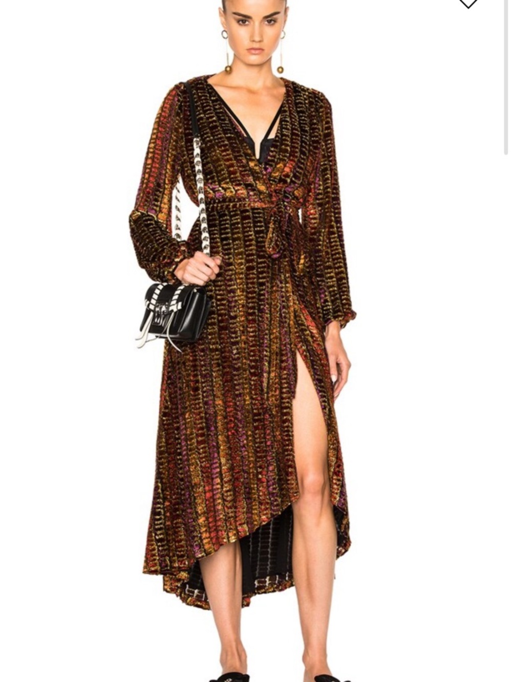 LPA Wrap Maxi Dress in Red, Pink & Gold Stripe